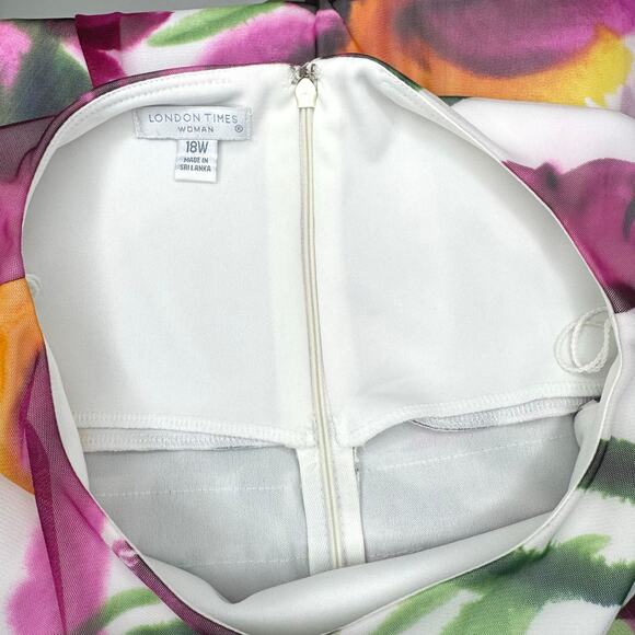 London Times Woman Tiered Ruffle Hem Cocktail Dress Plus Size 18W Floral Multi - Picture 14 of 15